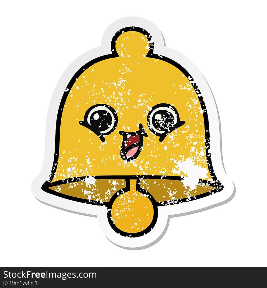 distressed sticker of a cute cartoon bell