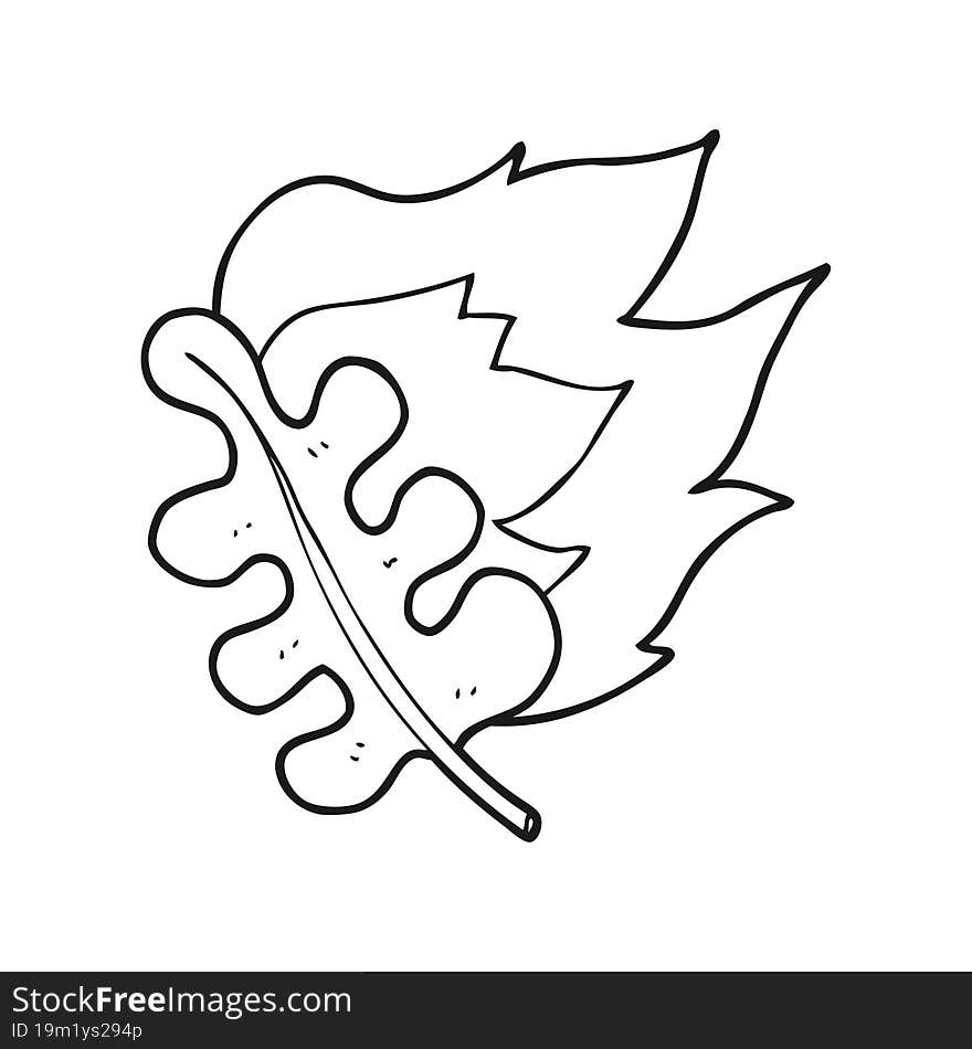 black and white cartoon burning dry leaf