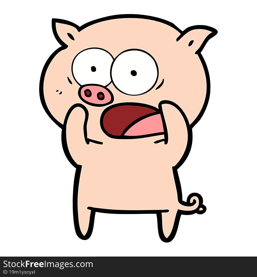 cartoon pig shouting. cartoon pig shouting