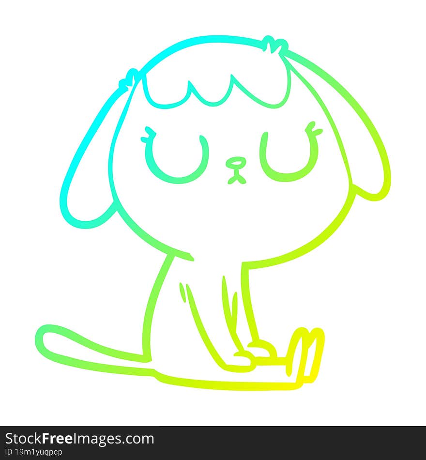 cold gradient line drawing of a cute cartoon dog