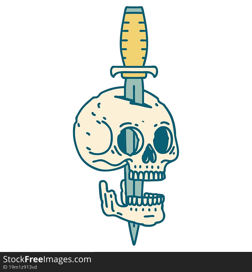 tattoo style icon of a skull and dagger