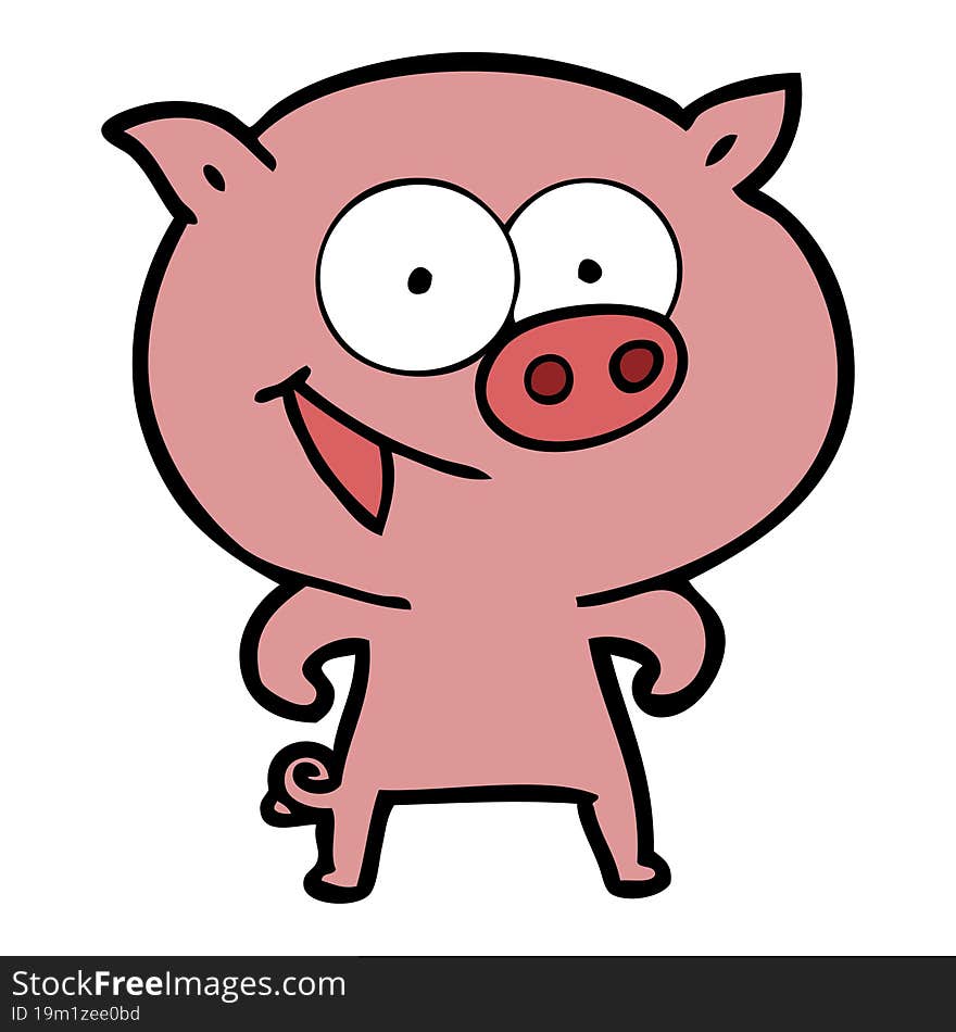 cheerful pig cartoon. cheerful pig cartoon