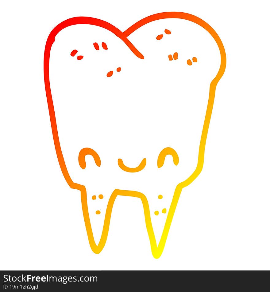 warm gradient line drawing cartoon tooth