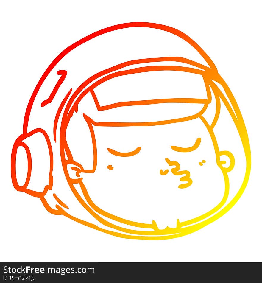 warm gradient line drawing cartoon astronaut face