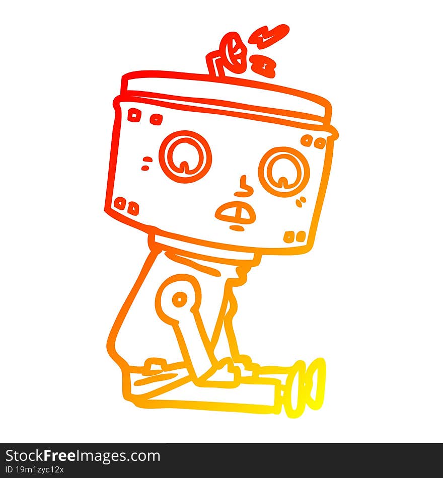 warm gradient line drawing of a cartoon robot