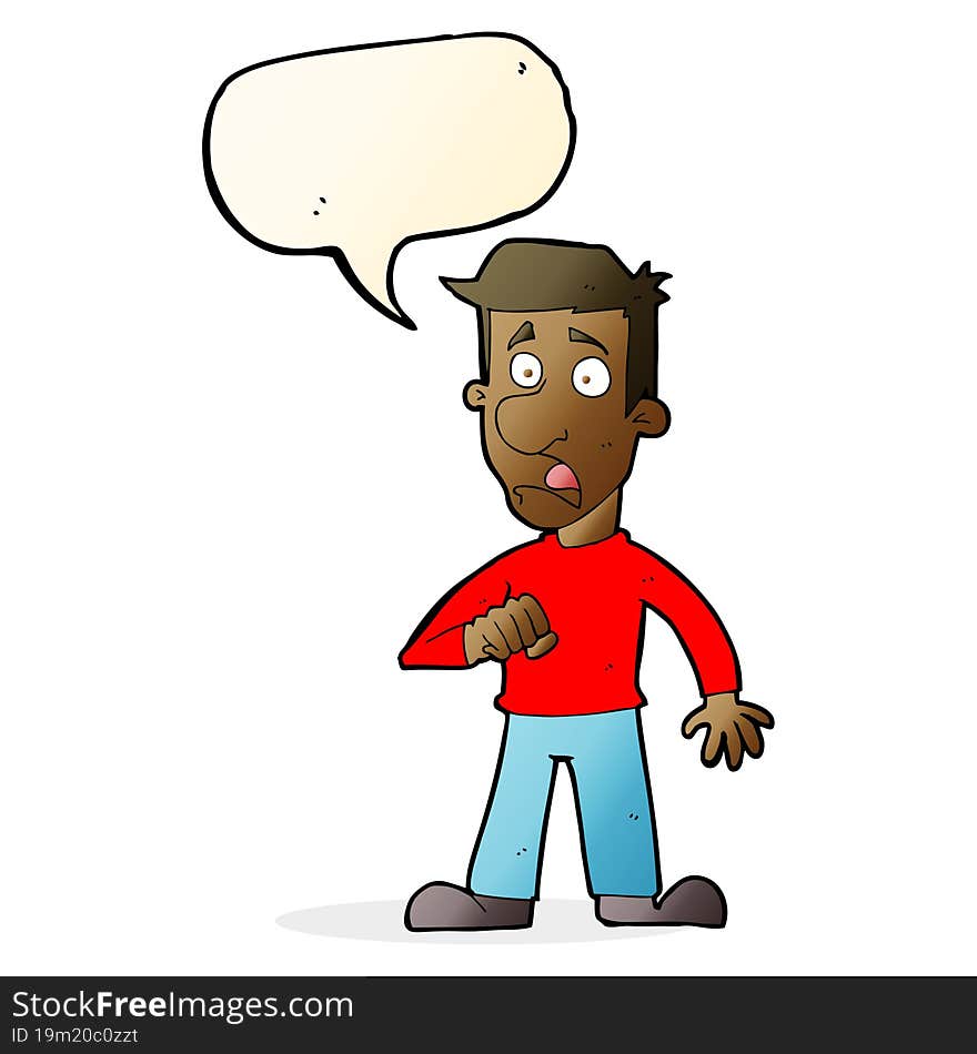 cartoon shocked man with speech bubble