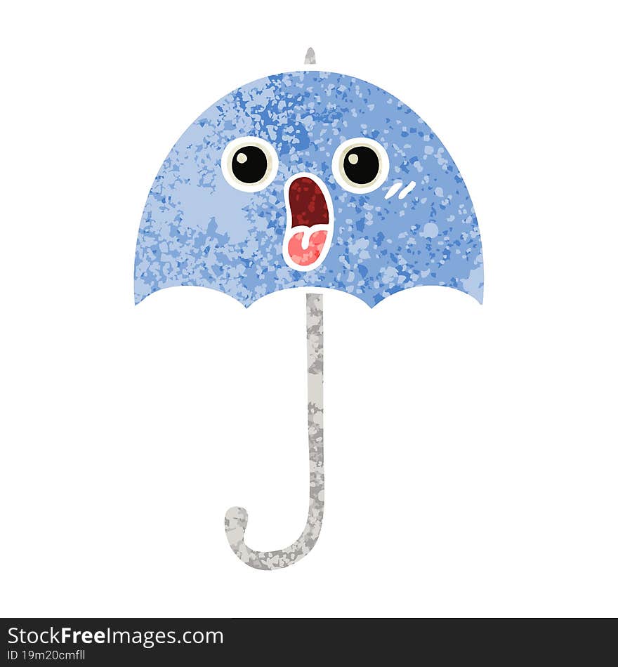 retro illustration style cartoon umbrella