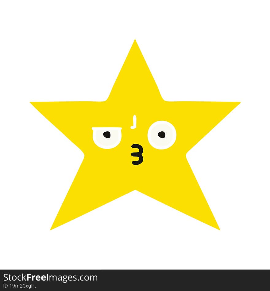 flat color retro cartoon gold star