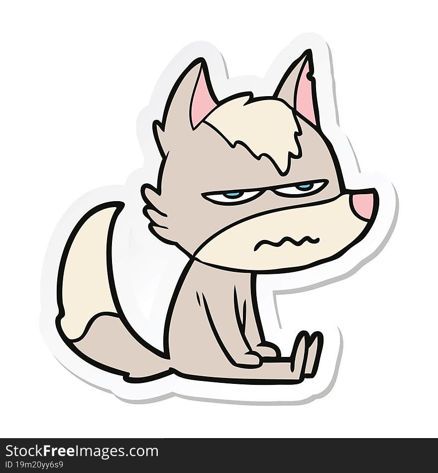 sticker of a cartoon annoyed wolf