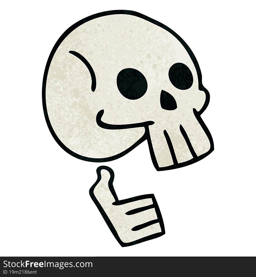 Quirky Hand Drawn Cartoon Skull