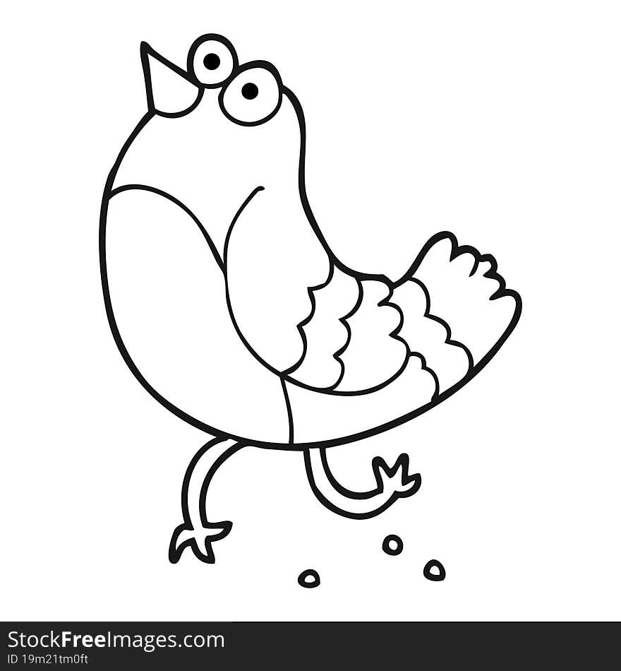 black and white cartoon bird