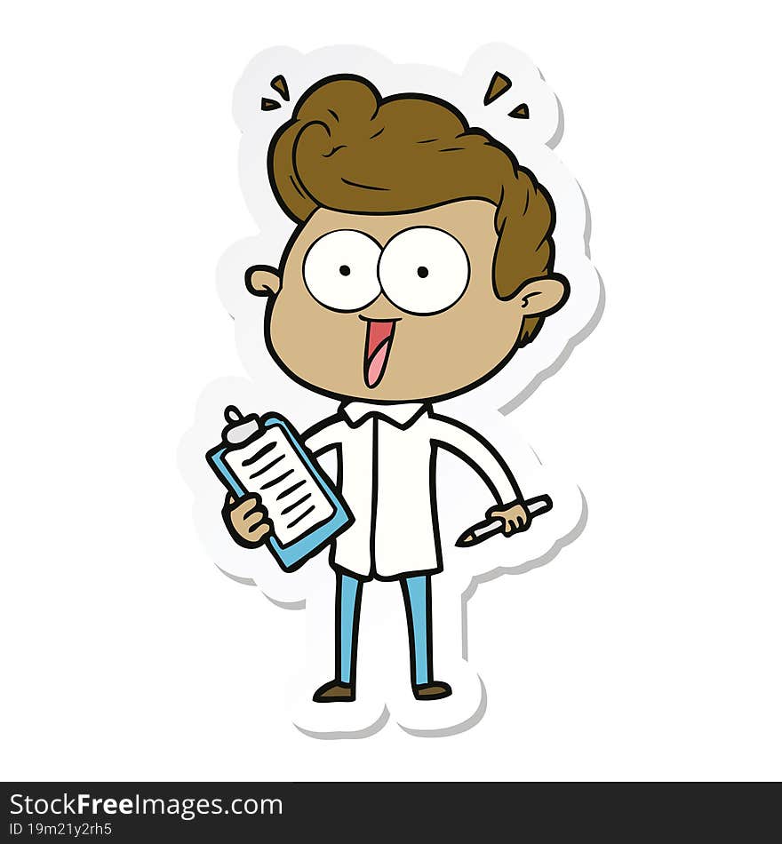 sticker of a cartoon staring man