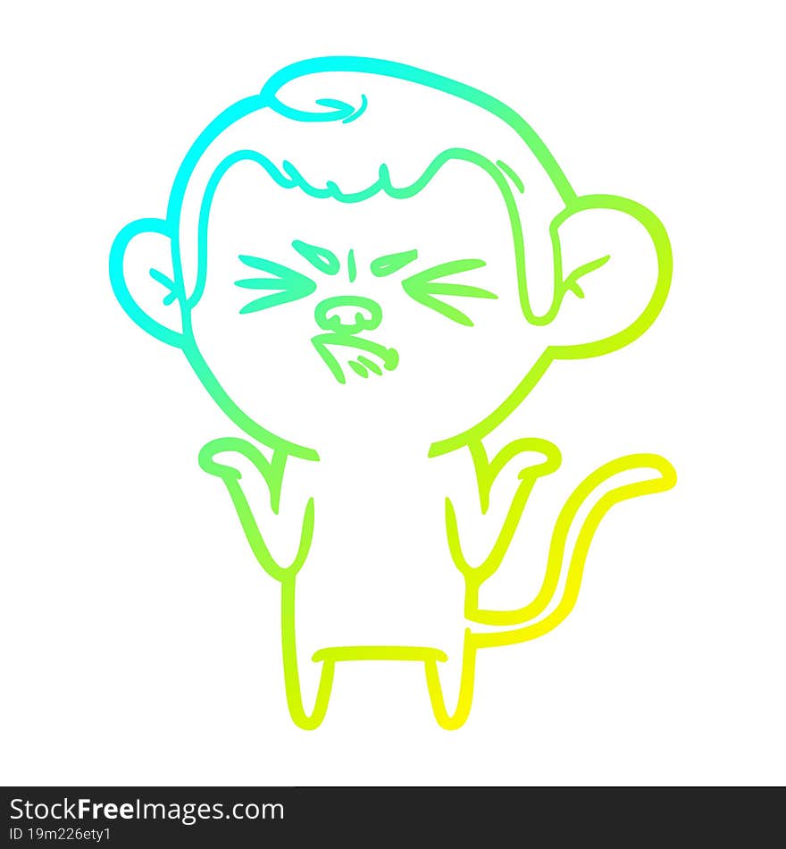 cold gradient line drawing cartoon annoyed monkey