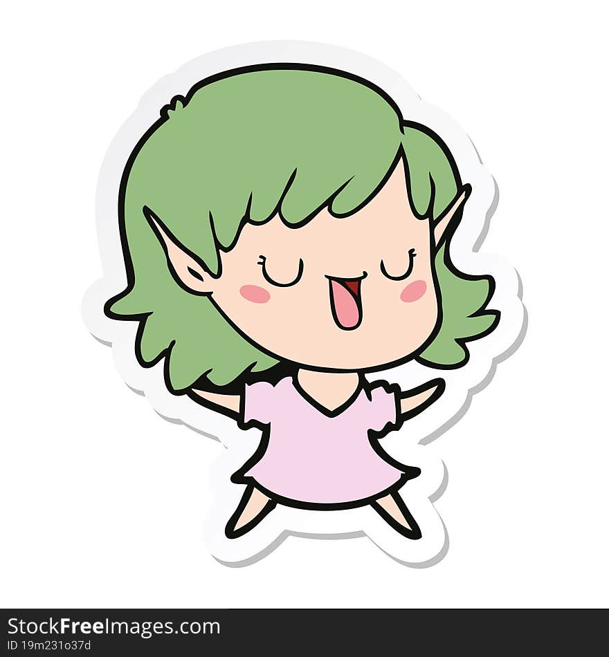 sticker of a cartoon elf girl