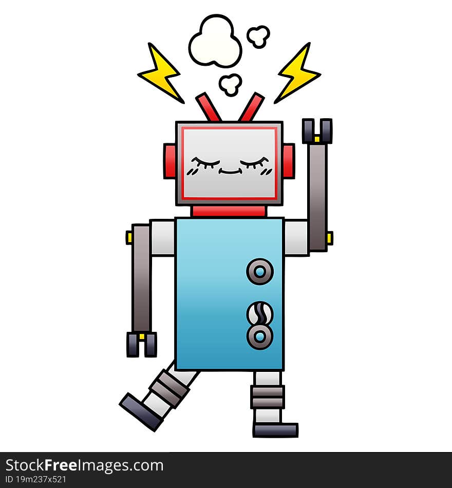 gradient shaded cartoon dancing robot