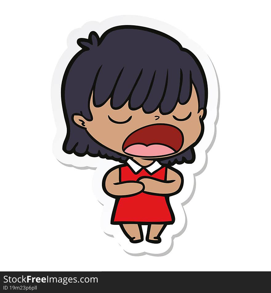 sticker of a cartoon woman talking loudly