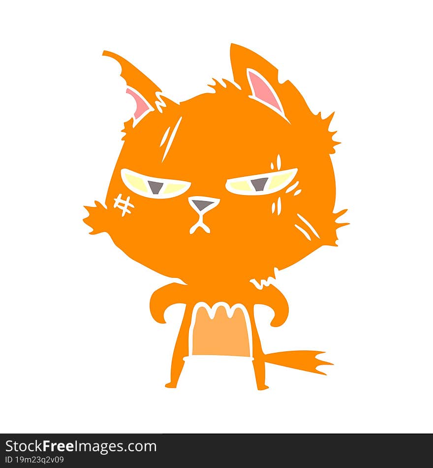 Tough Flat Color Style Cartoon Cat