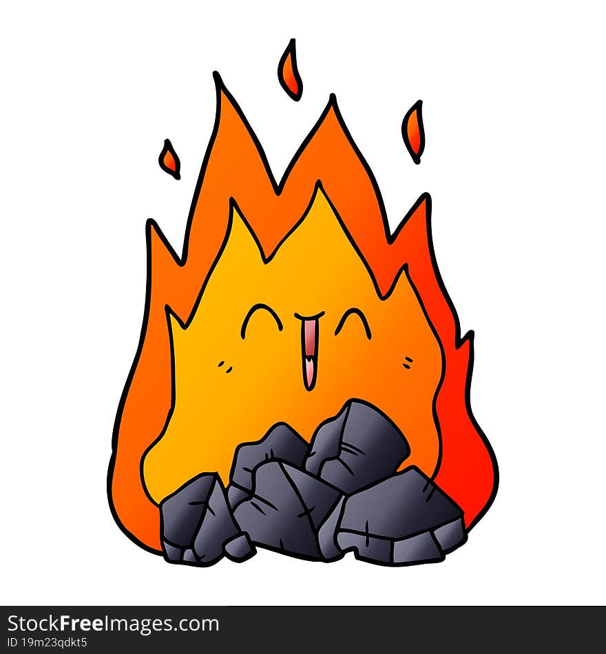 cartoon blazing coal fire. cartoon blazing coal fire