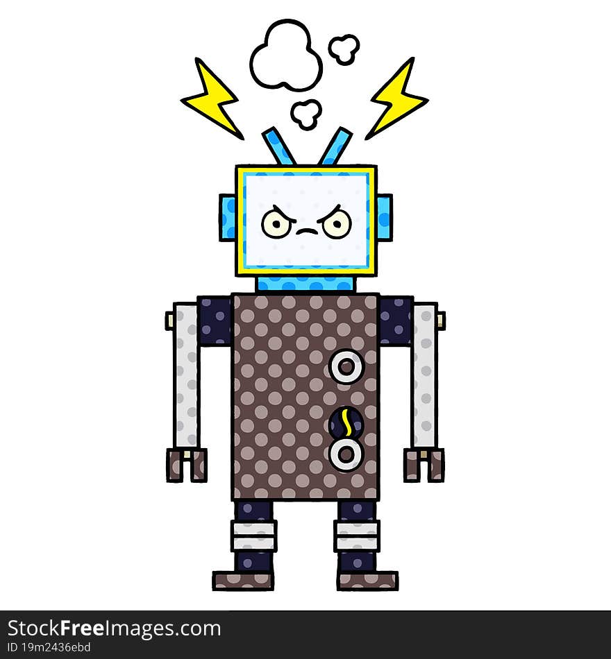 comic book style cartoon of a robot