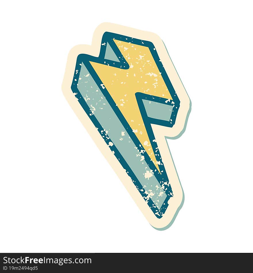 distressed sticker tattoo style icon of lightning  bolt