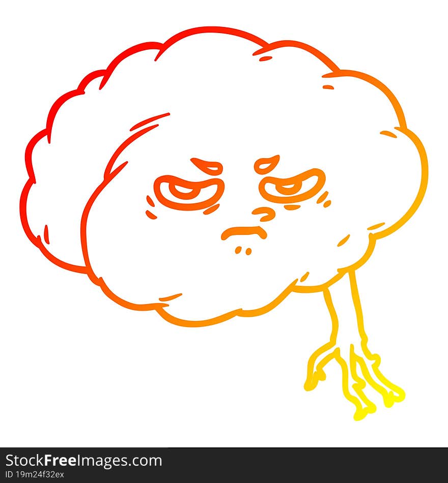 warm gradient line drawing cartoon brain