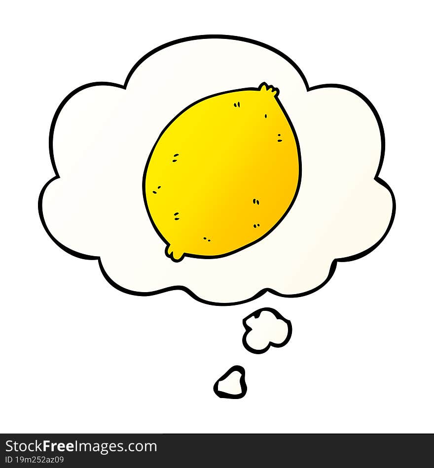 cartoon lemon and thought bubble in smooth gradient style