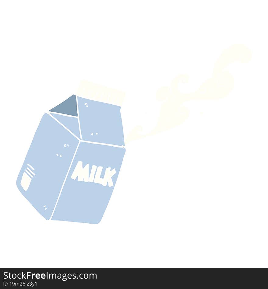 flat color illustration of a cartoon milk carton