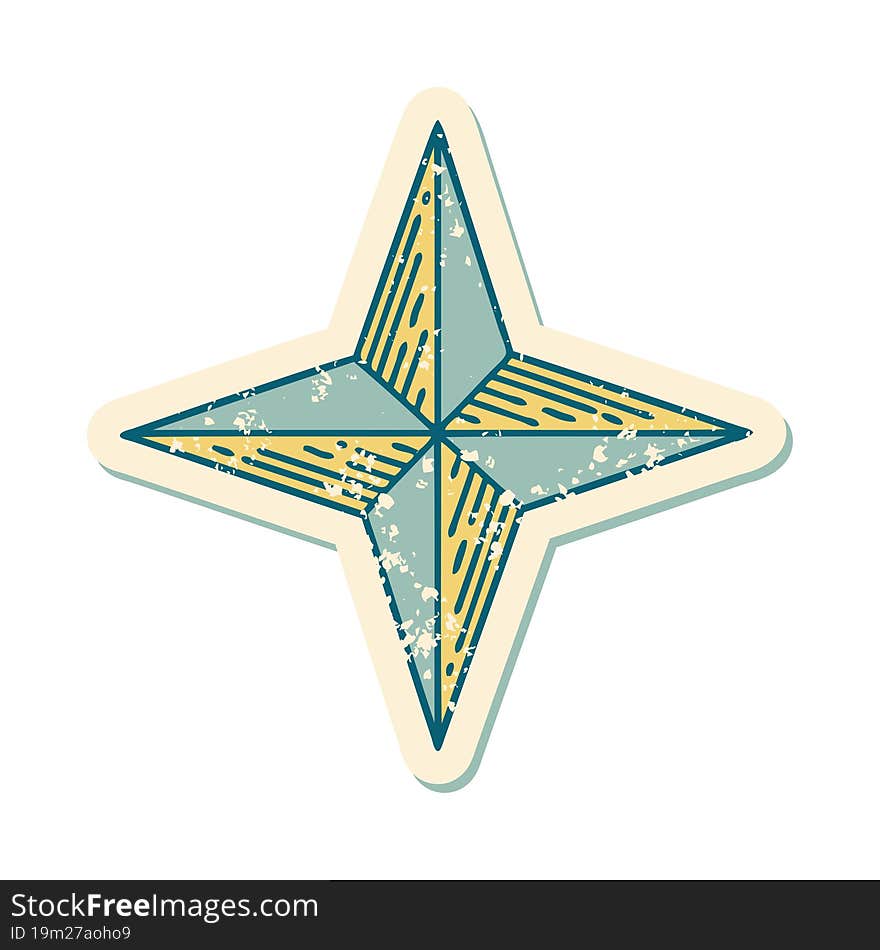 distressed sticker tattoo style icon of a star