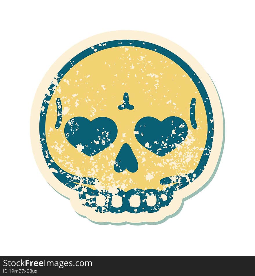 distressed sticker tattoo style icon of a skull