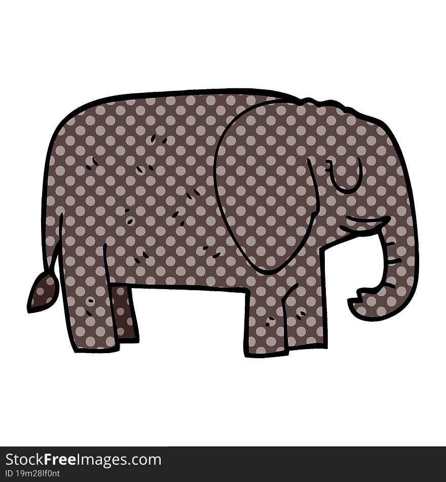 Cartoon Doodle Elephant Standing Still