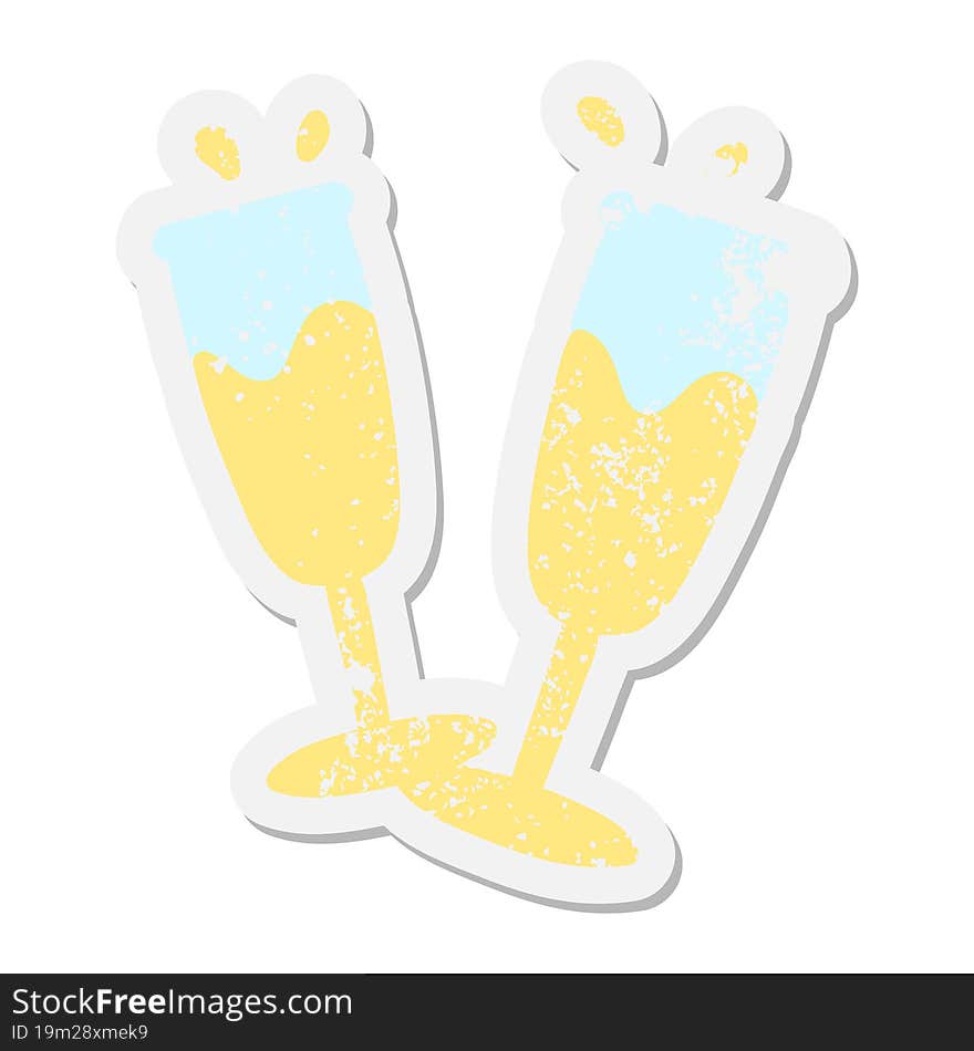 full champagne glasses grunge sticker