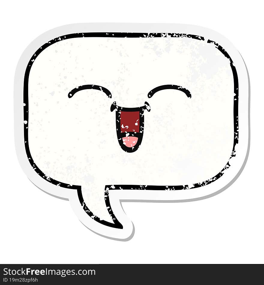 Distressed Sticker Of A Cute Cartoon Speech Bubble