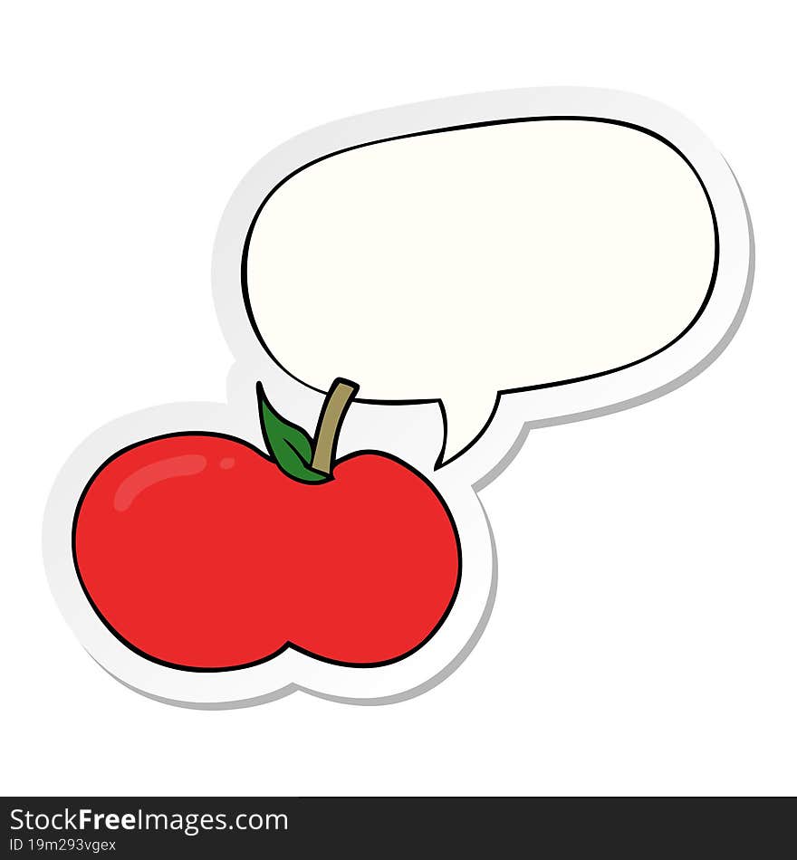 cartoon apple and speech bubble sticker