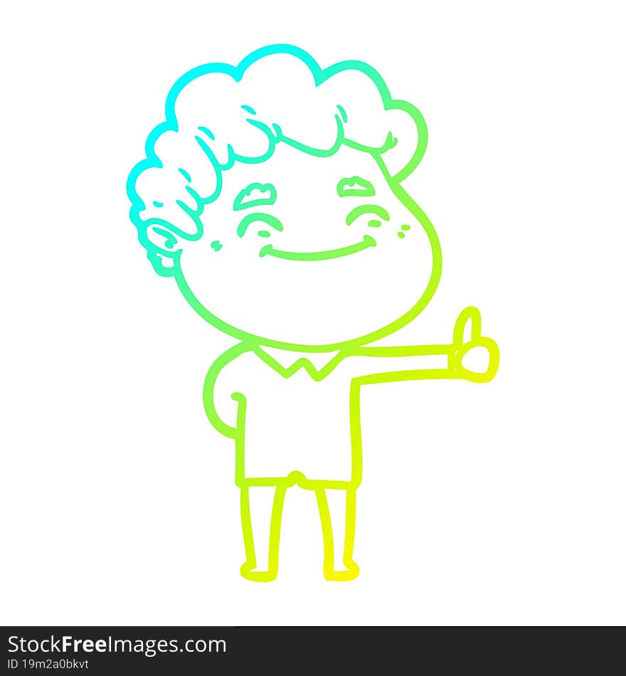 cold gradient line drawing cartoon friendly man