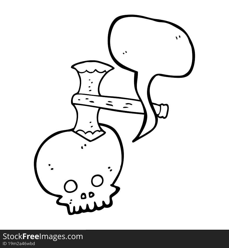 Speech Bubble Cartoon Axe In Skull