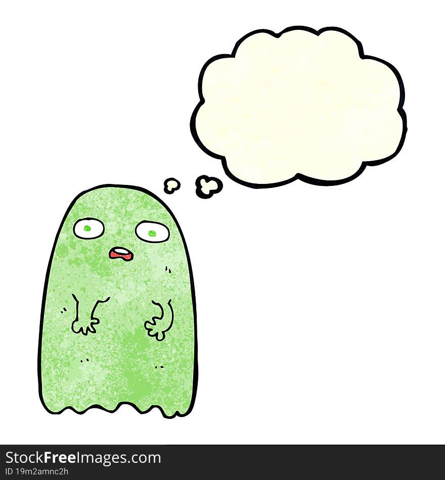 Funny Cartoon Ghost With Thought Bubble