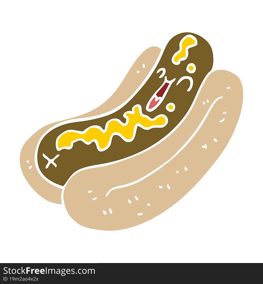 Cartoon Doodle Hotdog With Mustard