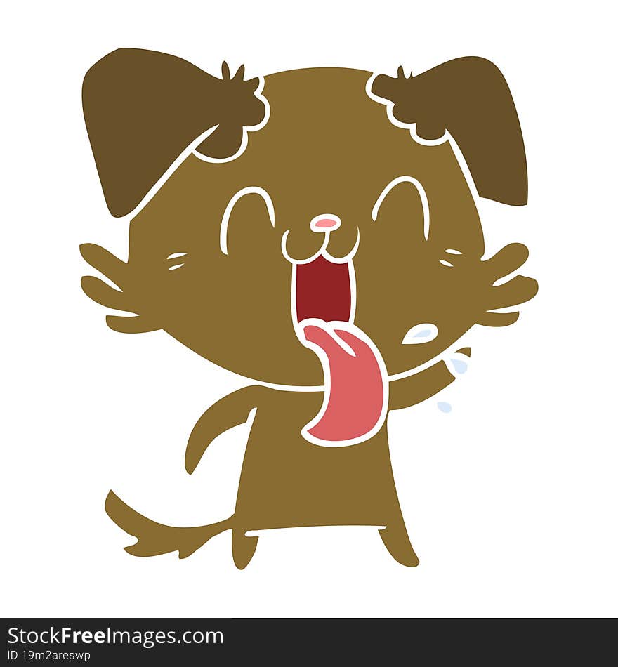 Flat Color Style Cartoon Panting Dog