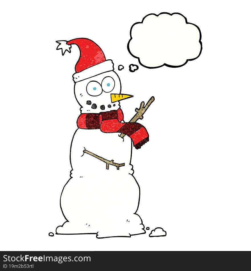 thought bubble textured cartoon snowman