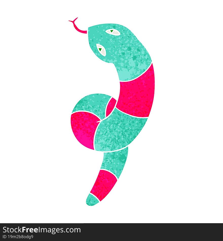 retro cartoon of a long snake