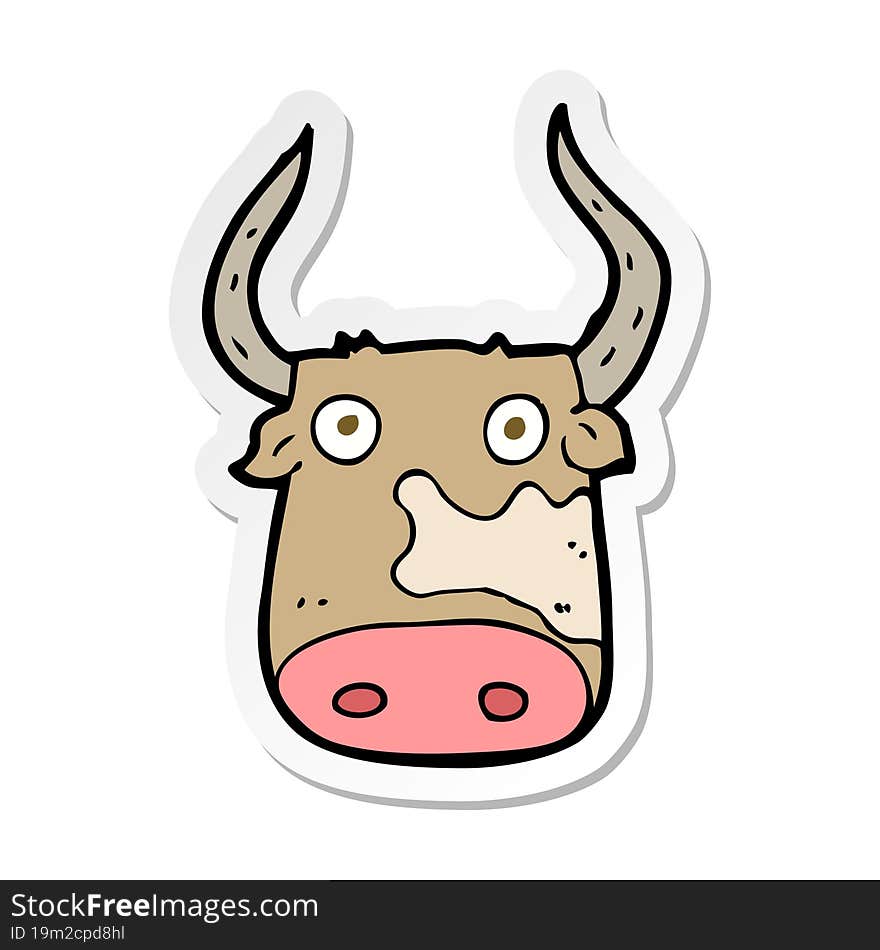 Sticker Of A Cartoon Cow