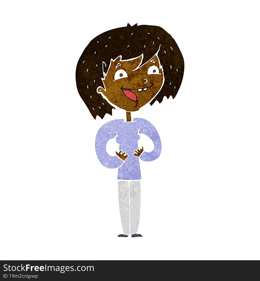 cartoon excited woman