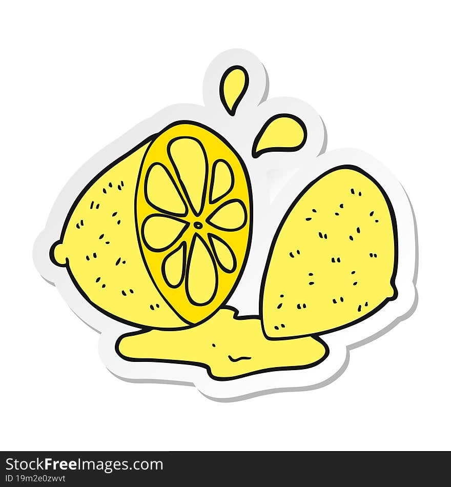 sticker of a cartoon cut lemon