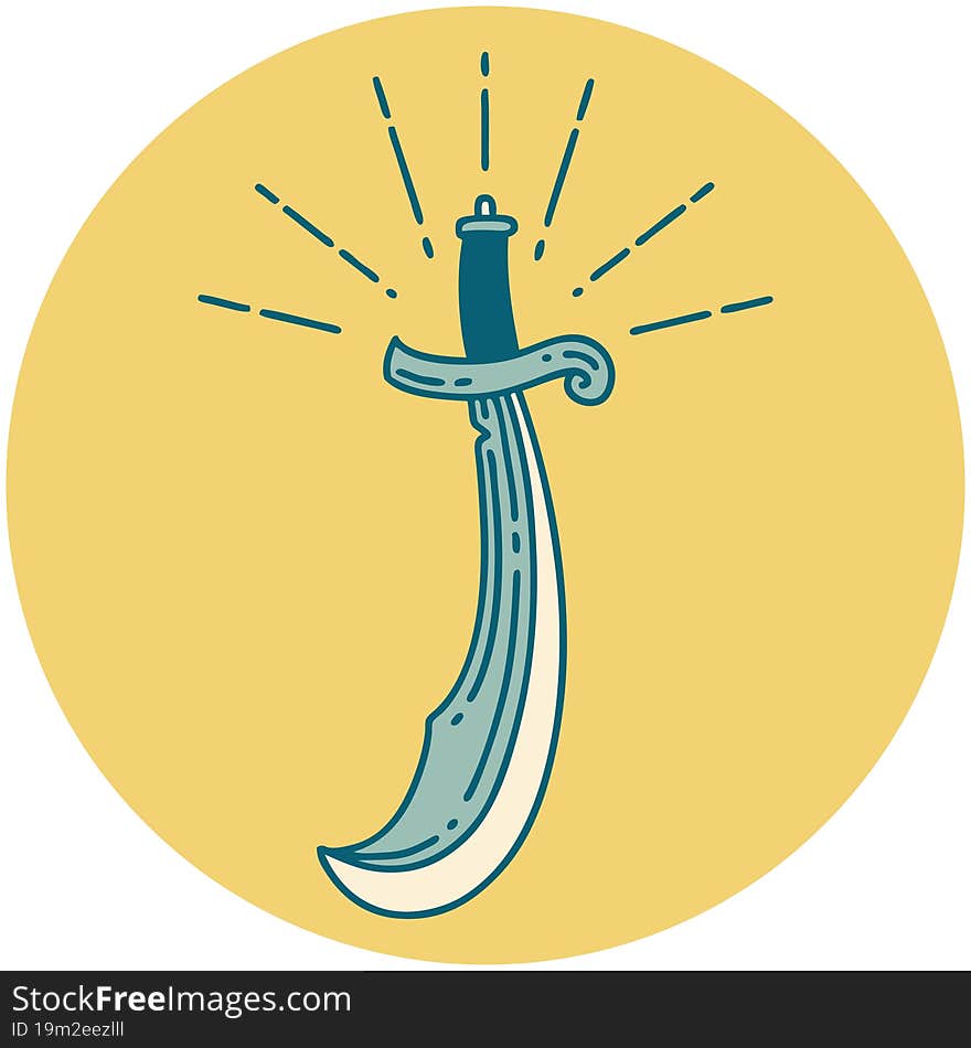 Icon Of Tattoo Style Scimitar Sword