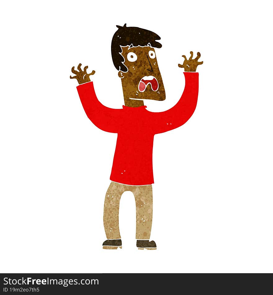 cartoon frightened man