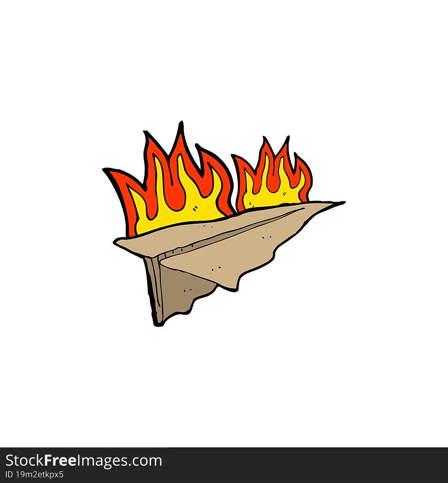 cartoon burning paper aeroplane