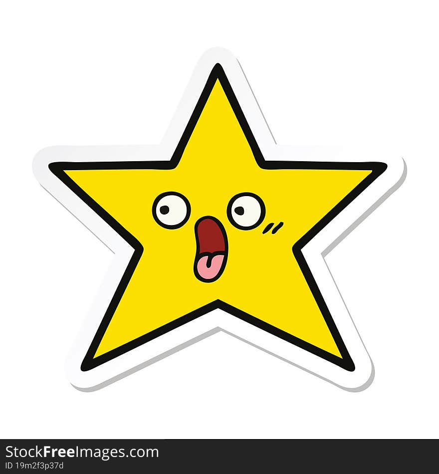 sticker of a cute cartoon gold star