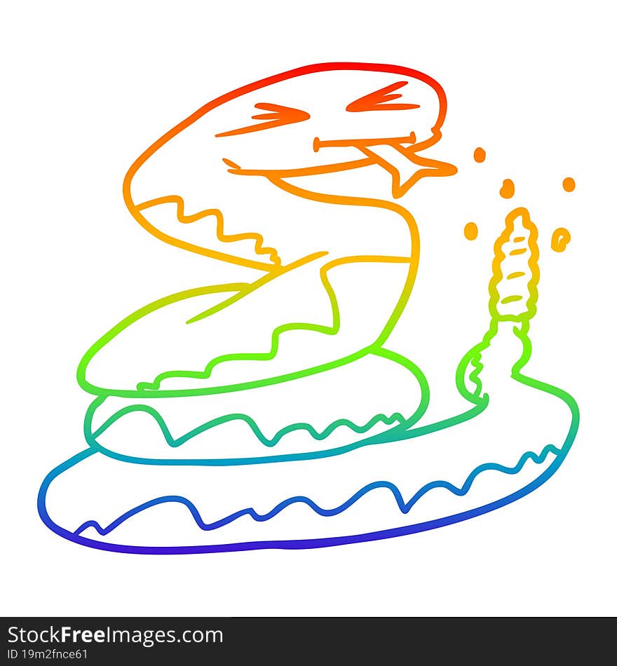 rainbow gradient line drawing cartoon rattlesnake