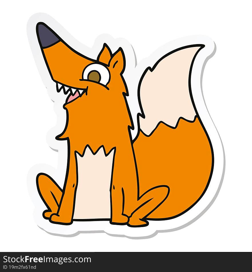 sticker of a cartoon happy fox