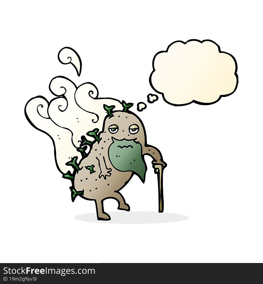 Cartoon Old Potato With Thought Bubble